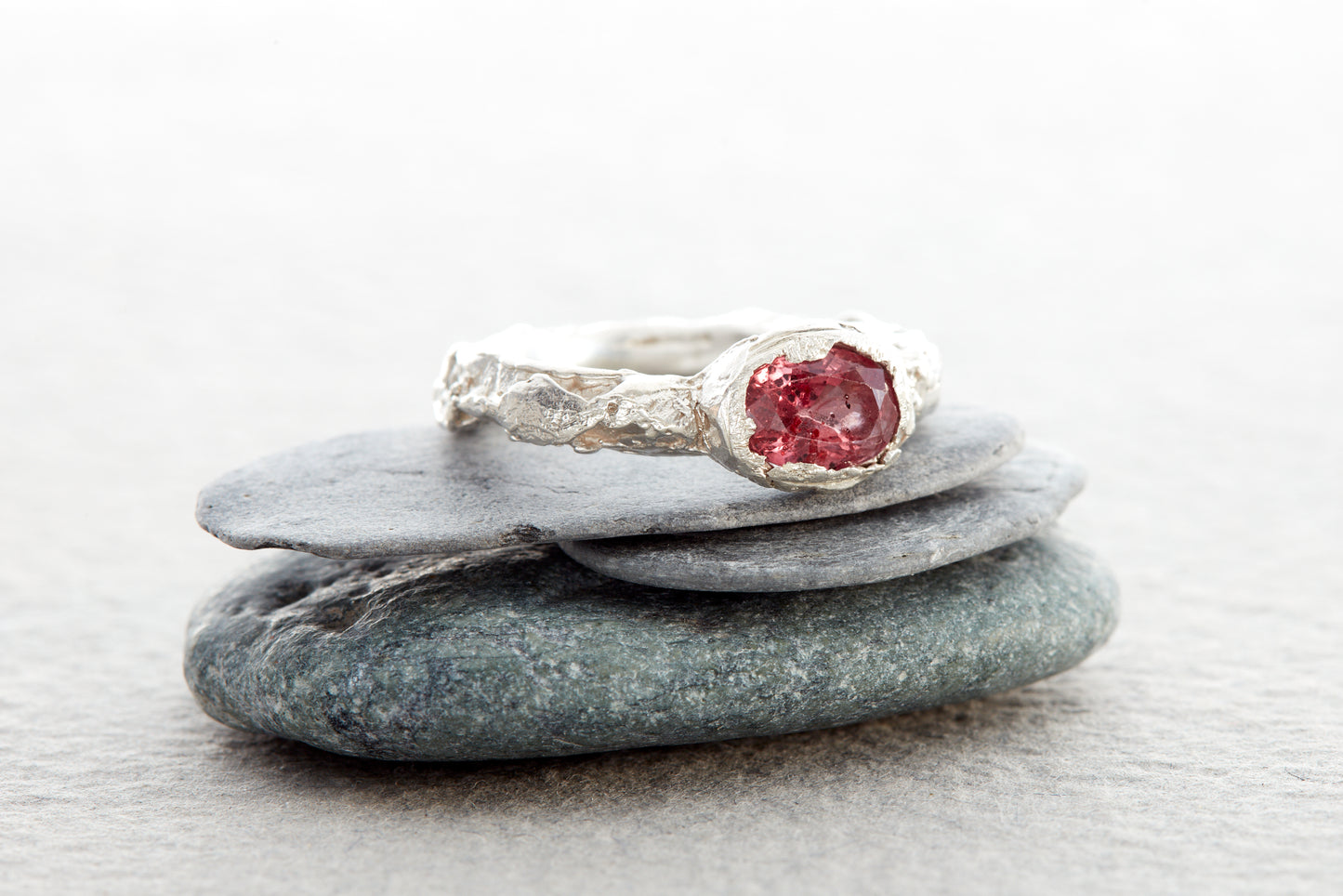 Artisan chunky sterling silver ring handmade on the border of Devon and Cornwall