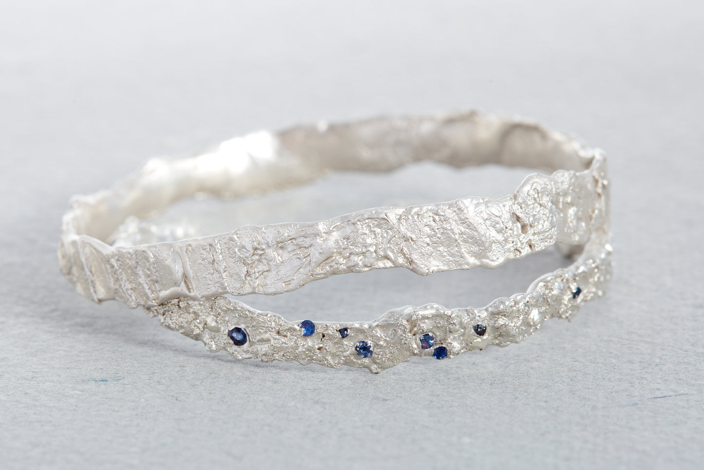 Blue Sapphire Silver Cuff