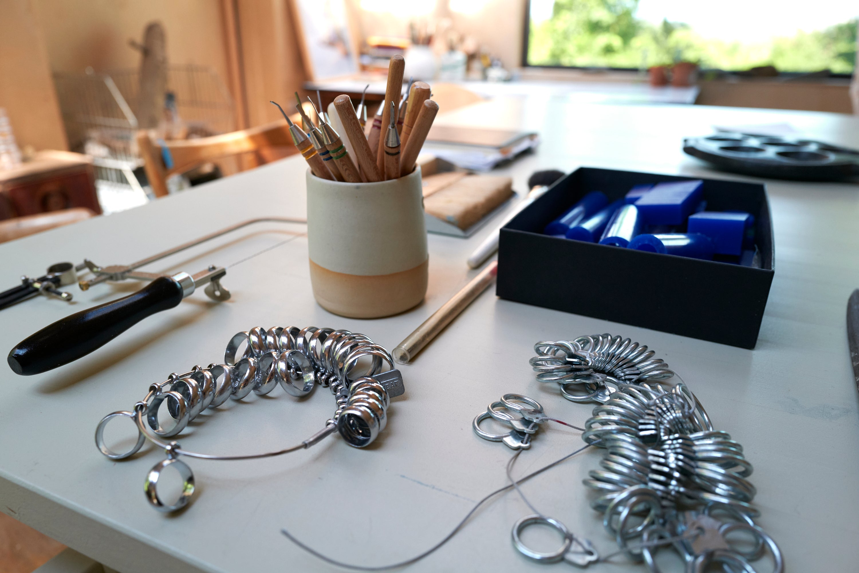 Ring making workshop in Devon, South West UK.