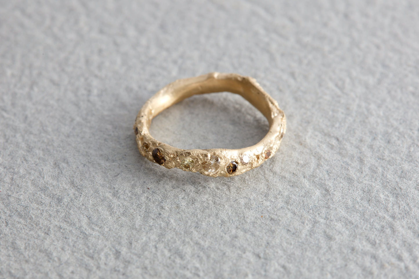 Antique and Champagne Diamond Sand Form Ring