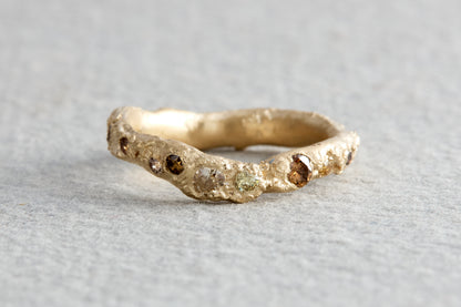 Antique and Champagne Diamond Sand Form Ring