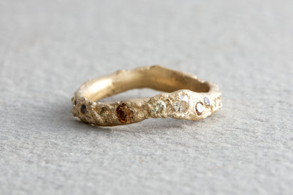 Antique and Champagne Diamond Sand Form Ring