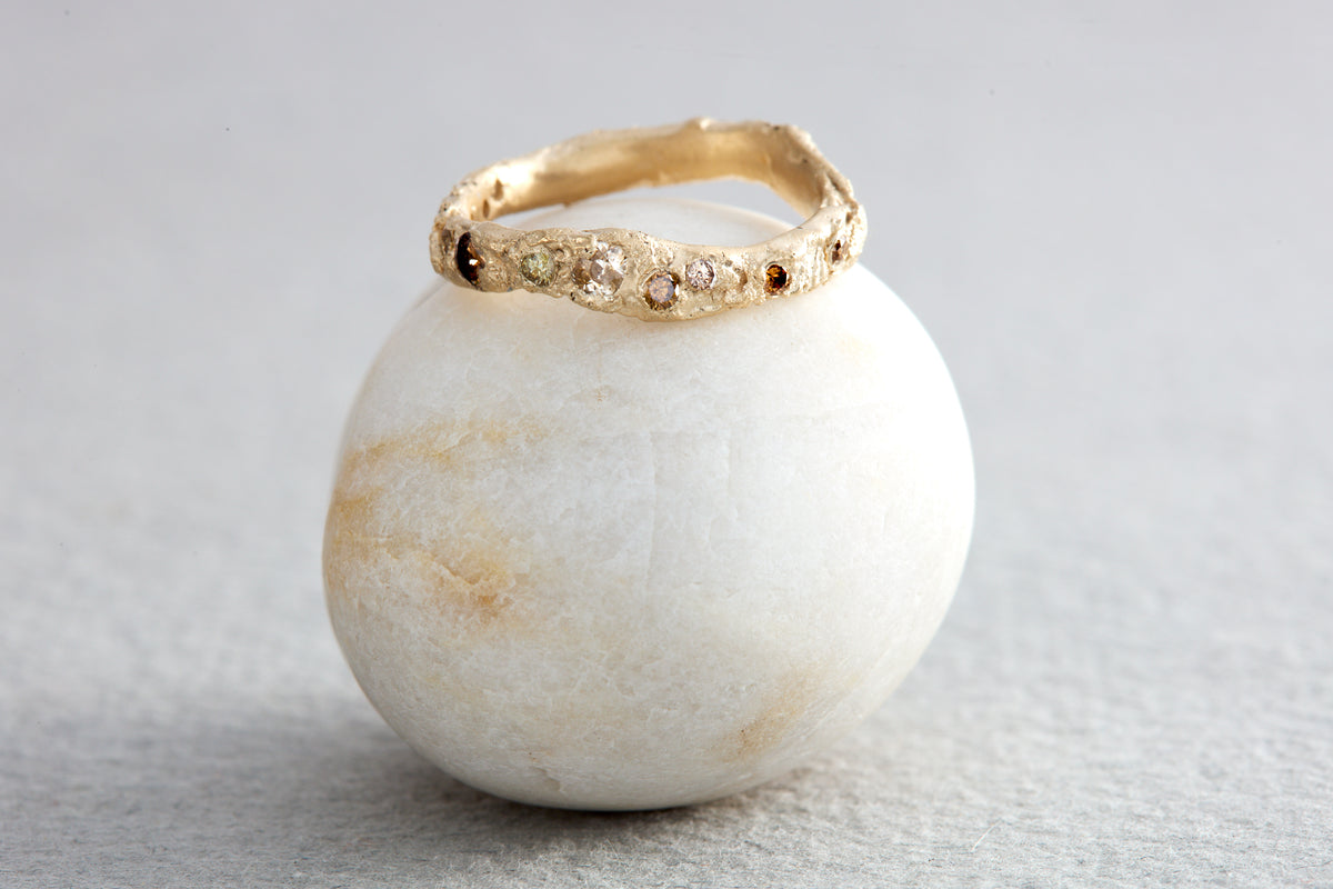 Antique and Champagne Diamond Sand Form Ring