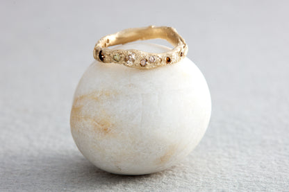 Antique and Champagne Diamond Sand Form Ring