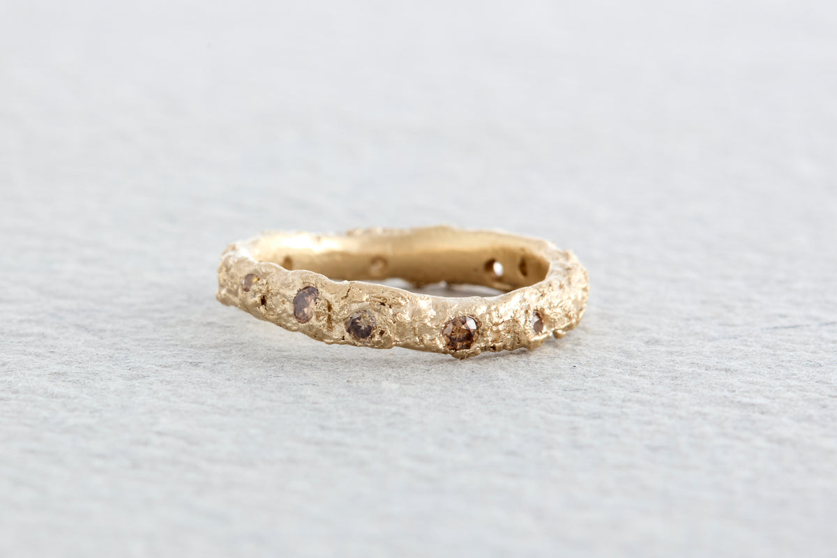 Champagne Diamond Sand Form Scatter Ring