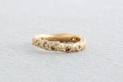 Champagne Diamond Sand Form Scatter Ring