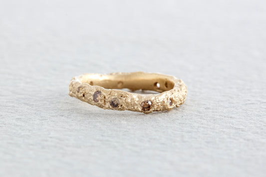 Champagne Diamond Sand Form Scatter Ring