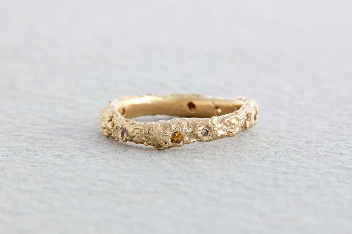 Champagne Diamond Sand Form Scatter Ring