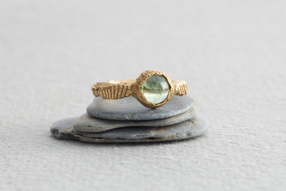 Green Tourmaline Gold Ring