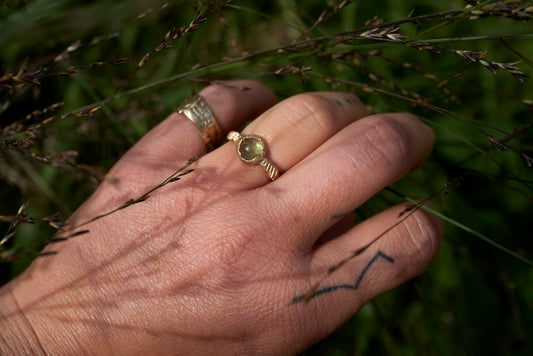 Green Tourmaline Gold Ring
