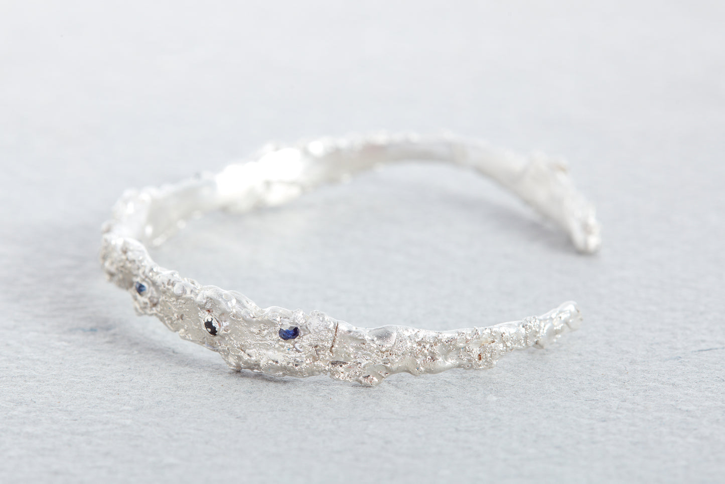 Blue Sapphire Silver Cuff