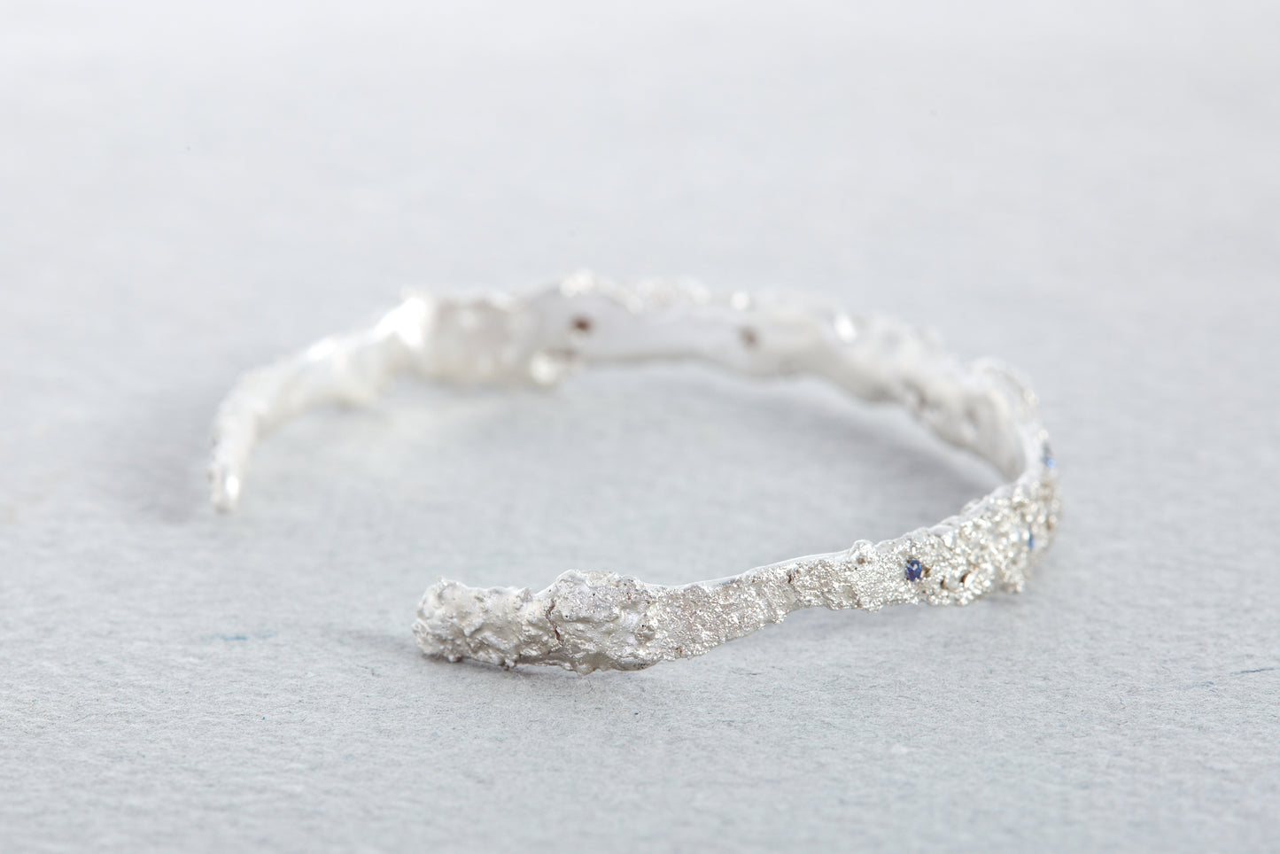 Blue Sapphire Silver Cuff