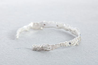 Blue Sapphire Silver Cuff