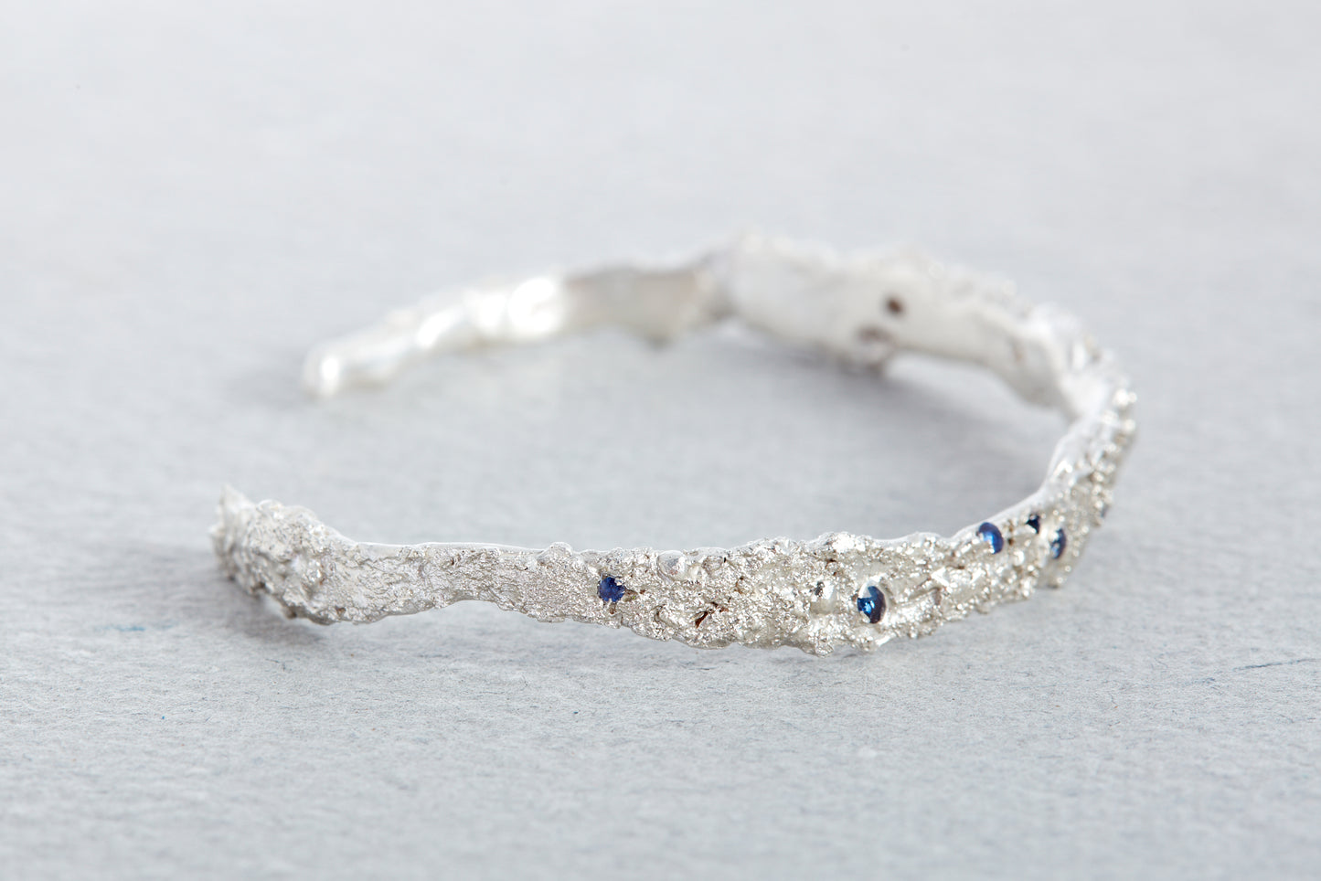 Blue Sapphire Silver Cuff