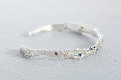 Blue Sapphire Silver Cuff