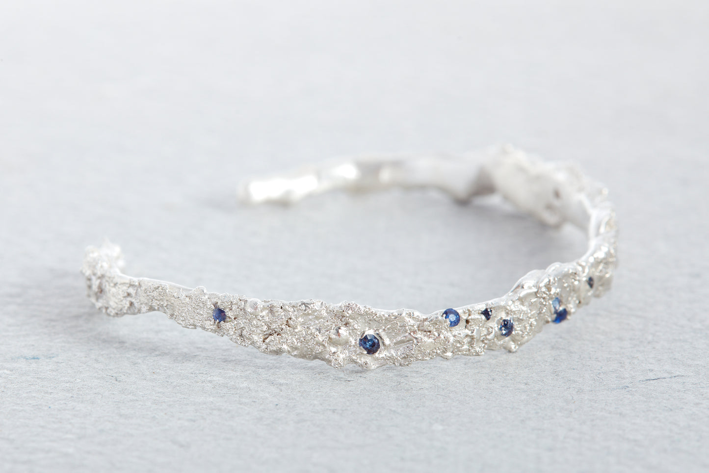 Blue Sapphire Silver Cuff