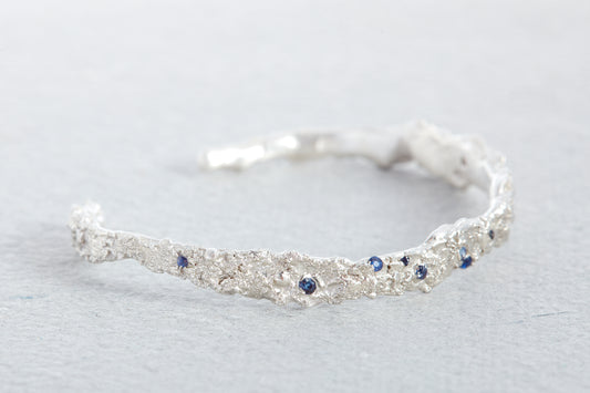 Blue Sapphire Silver Cuff