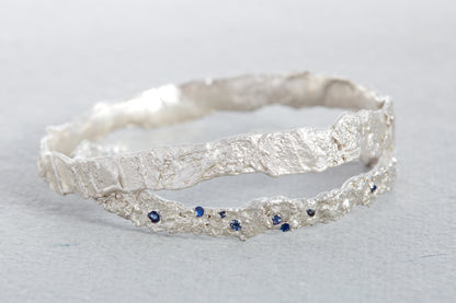 Blue Sapphire Silver Cuff