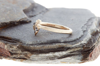 Salt & Pepper Diamonds Shell Engagement Ring