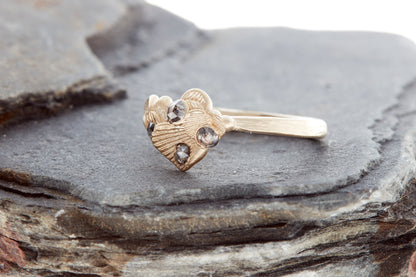 Salt & Pepper Diamonds Shell Engagement Ring