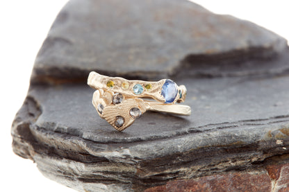 Salt & Pepper Diamonds Shell Engagement Ring